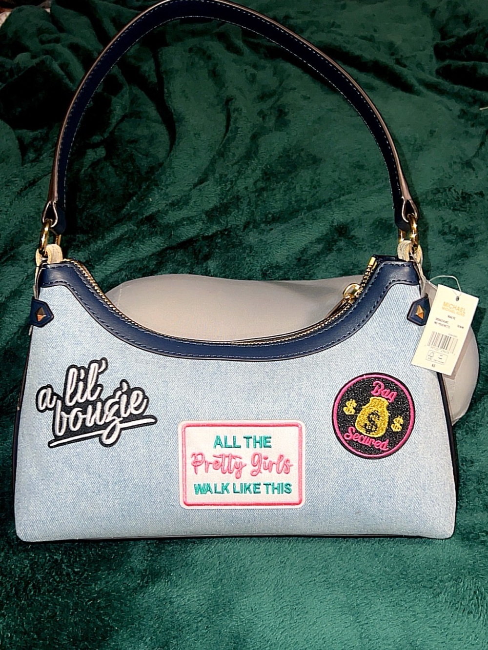 Michael Kors Shoulder Bag in Denim with Patches and embellishments 🔥🔥🔥🔥